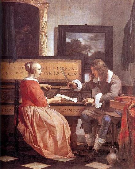 Gabriel Metsu Man and Woman Sitting at the Virginal Germany oil painting art
